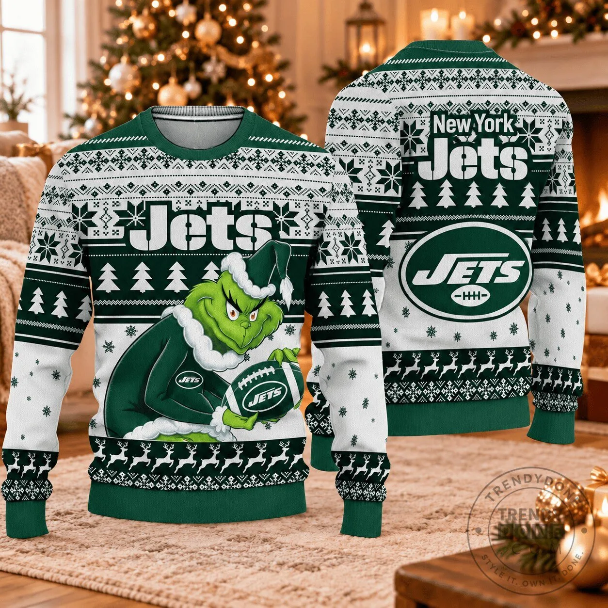 New York Jets Grinch Christmas Ugly Sweater