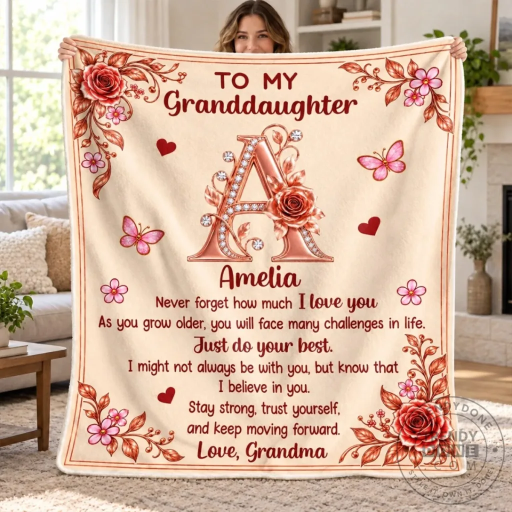 Personalized Granddaughter Blanket from Grandma with Custom Name and Initial Personalized Granddaughter Blanket from Grandma with Custom Name and Initial