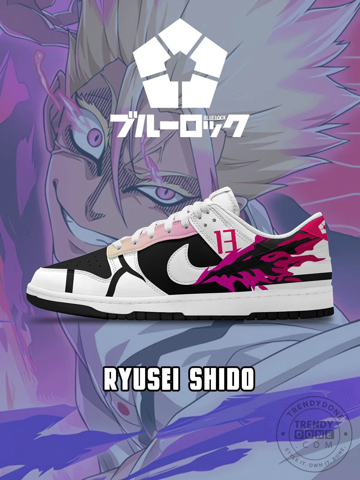Ryusei Shido Blue Lock Anime Custom Low Top Sneakers