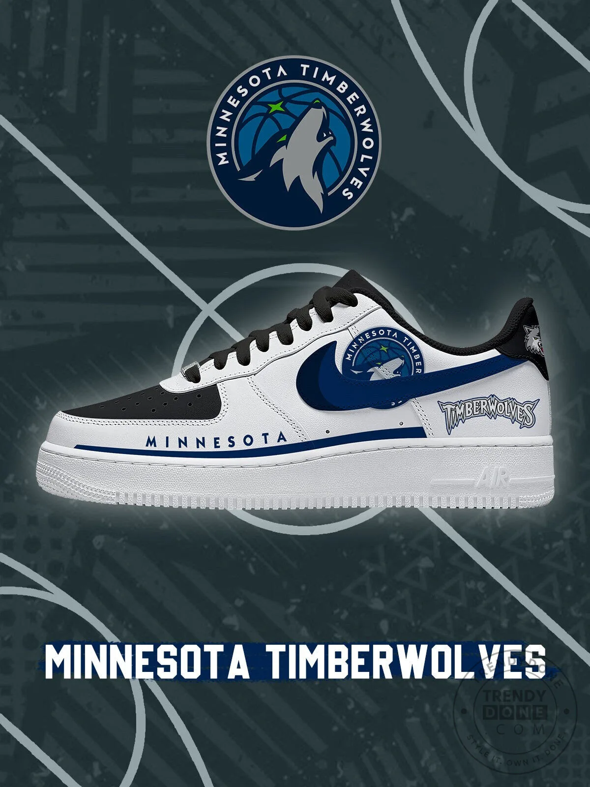 Minnesota Timberwolves Basketball Team Custom Sneakers Shoes 1 Minnesota Timberwolves Basketball Team Custom Sneakers Shoes