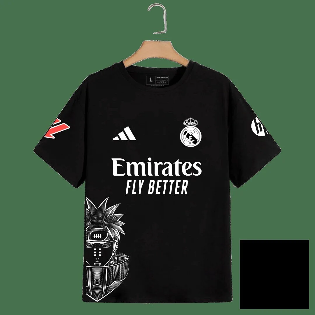 Real Madrid Naruto Pain Black Custom Cotton T-Shirt
