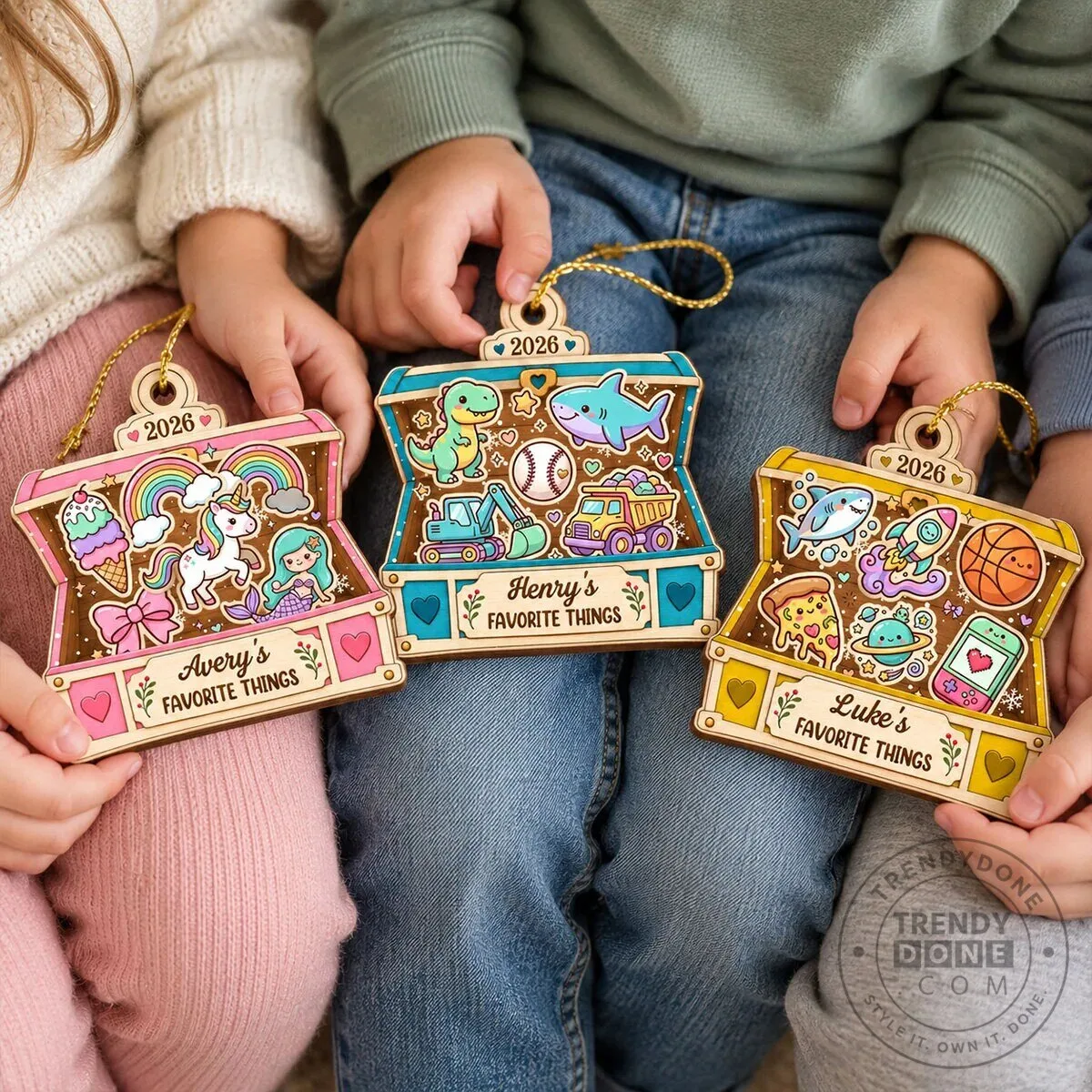 Personalized Kids Favorite Things Treasure Chest Wooden Christmas Tree Ornament 17 Personalized Kids Favorite Things Treasure Chest Wooden Christmas Tree Ornament