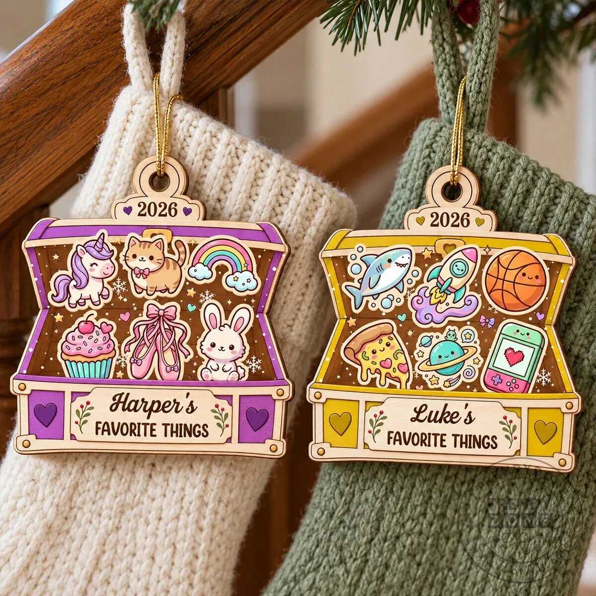 Personalized Kids Favorite Things Treasure Chest Wooden Christmas Tree Ornament 19 Personalized Kids Favorite Things Treasure Chest Wooden Christmas Tree Ornament