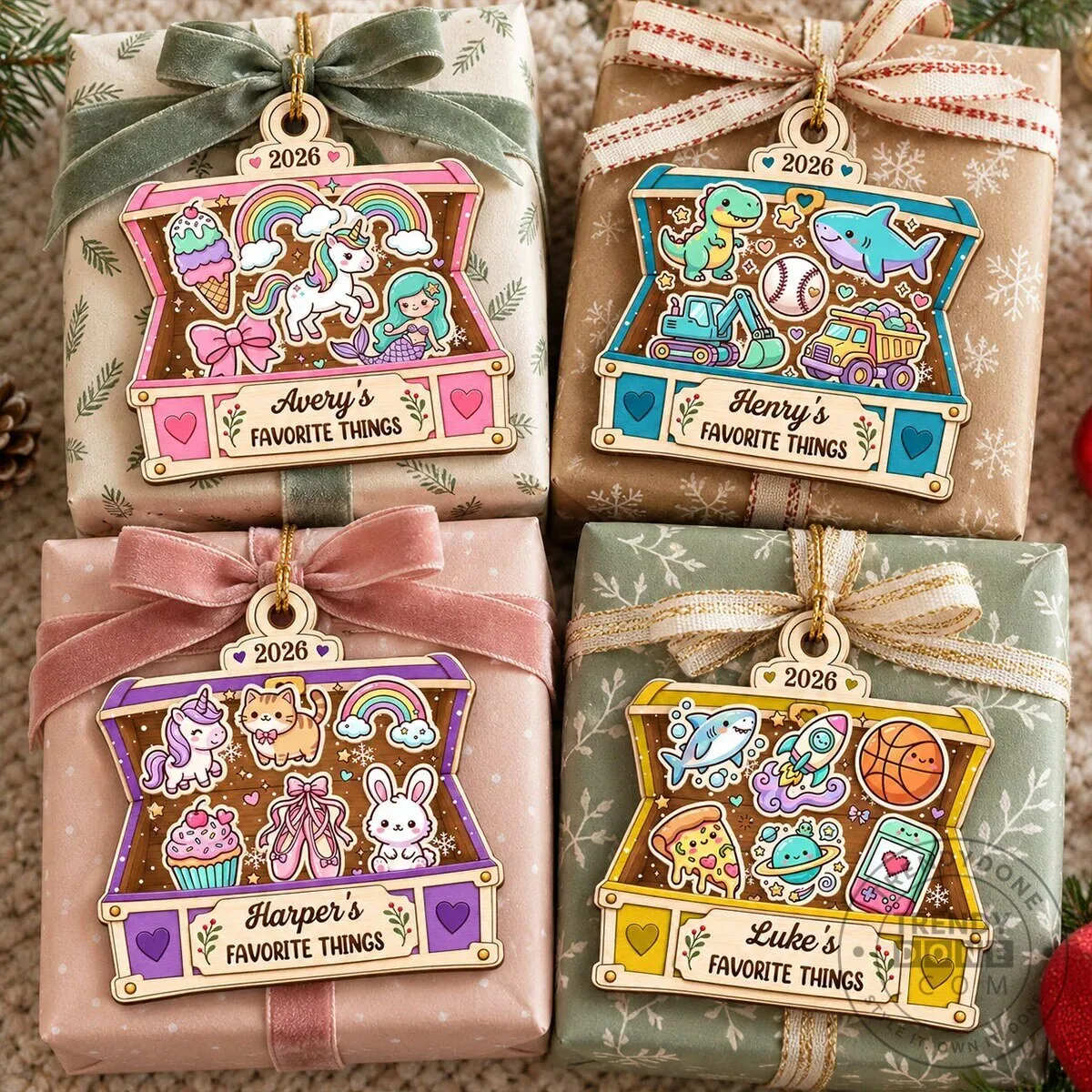 Personalized Kids Favorite Things Treasure Chest Wooden Christmas Tree Ornament 20 Personalized Kids Favorite Things Treasure Chest Wooden Christmas Tree Ornament