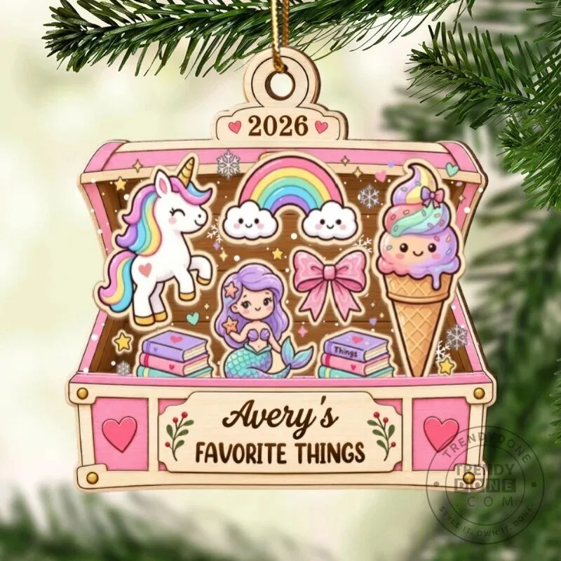 Personalized Kids Favorite Things Treasure Chest Wooden Christmas Tree Ornament 21 Personalized Kids Favorite Things Treasure Chest Wooden Christmas Tree Ornament