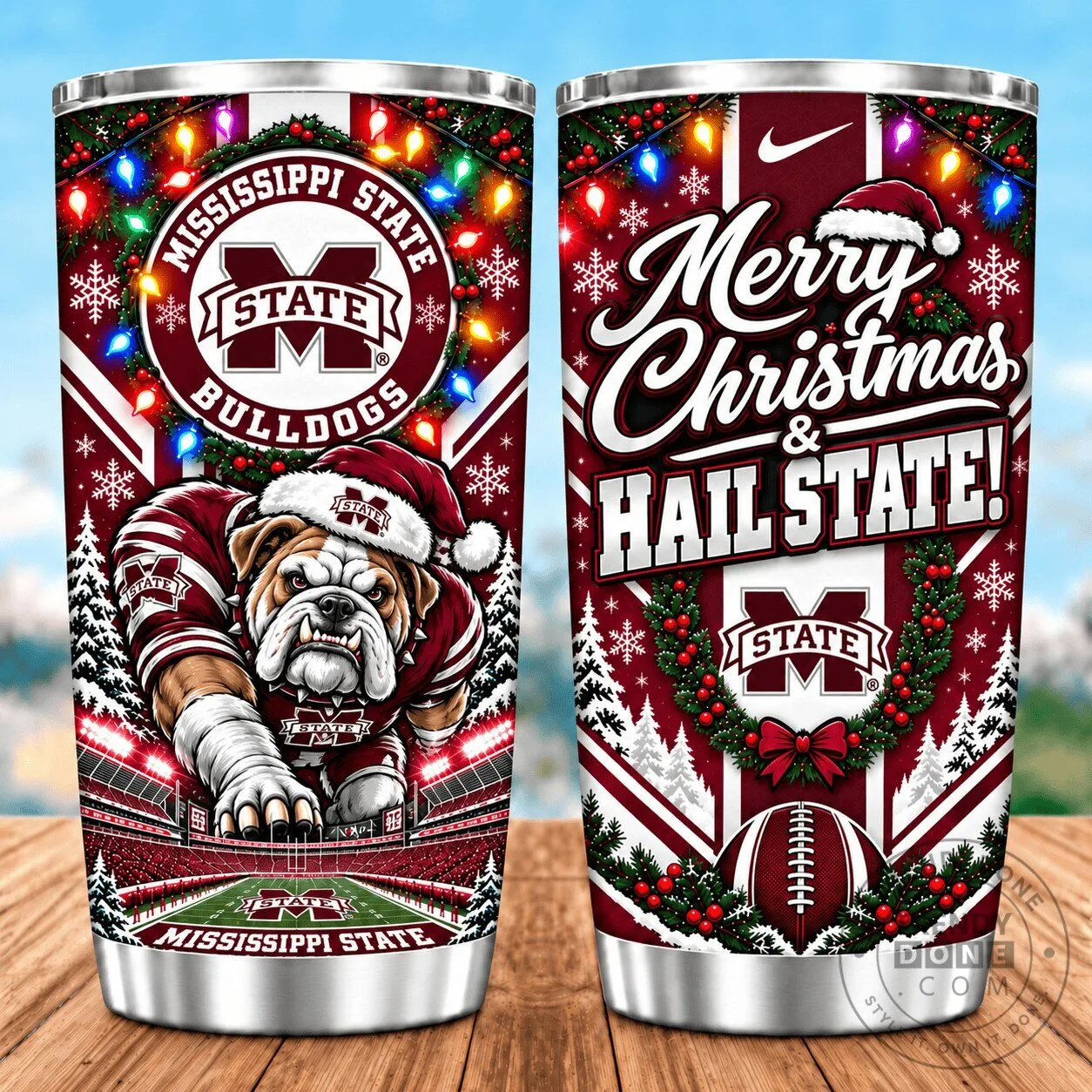 Mississippi State Bulldogs Christmas Spirit Stainless Steel Tumbler