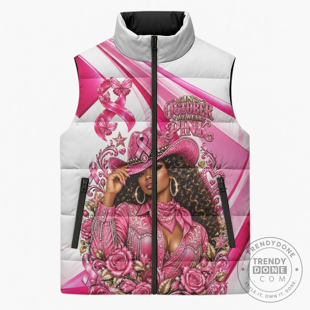 Western Wear Breast Cancer Awareness Pink Cowgirl Puffer Vest