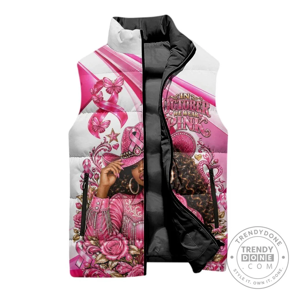 Western Wear Breast Cancer Awareness Pink Cowgirl Puffer Vest 10 Western Wear Breast Cancer Awareness Pink Cowgirl Puffer Vest