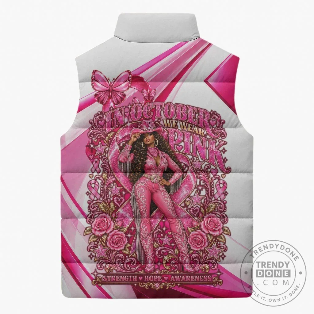 Western Wear Breast Cancer Awareness Pink Cowgirl Puffer Vest 11 Western Wear Breast Cancer Awareness Pink Cowgirl Puffer Vest