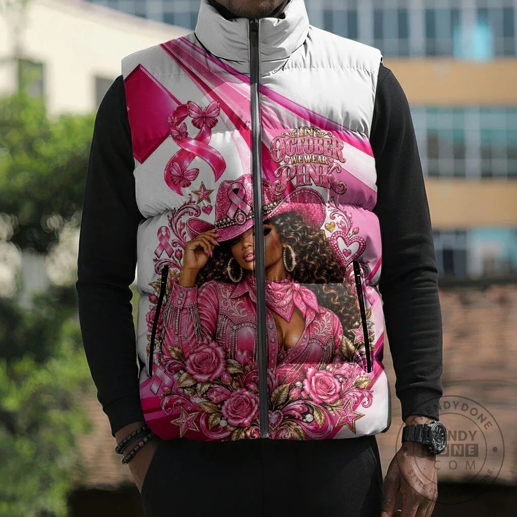 Western Wear Breast Cancer Awareness Pink Cowgirl Puffer Vest 12 Western Wear Breast Cancer Awareness Pink Cowgirl Puffer Vest