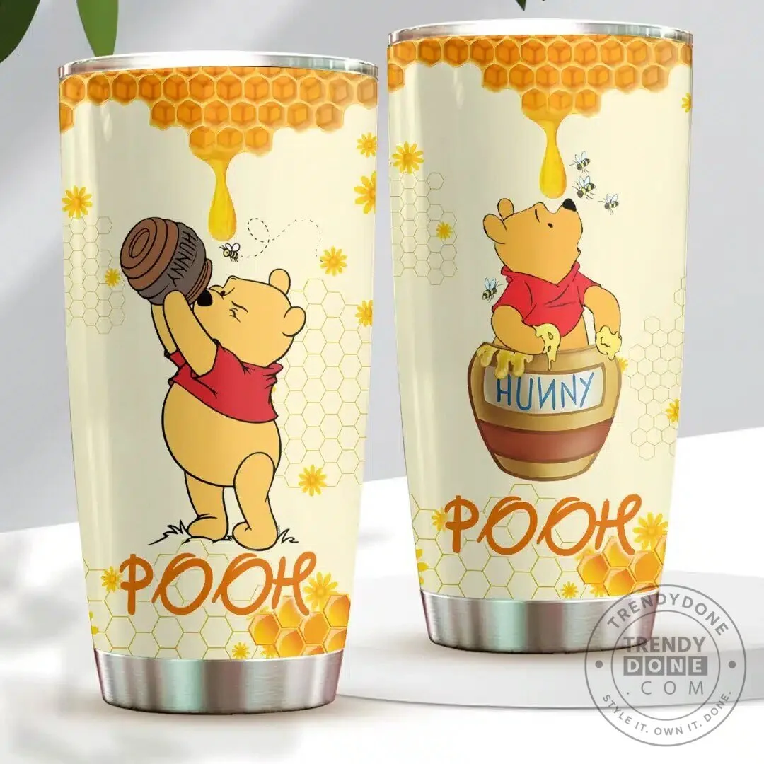 Winnie the Pooh Honeycomb Pattern Stainless Steel Tumbler