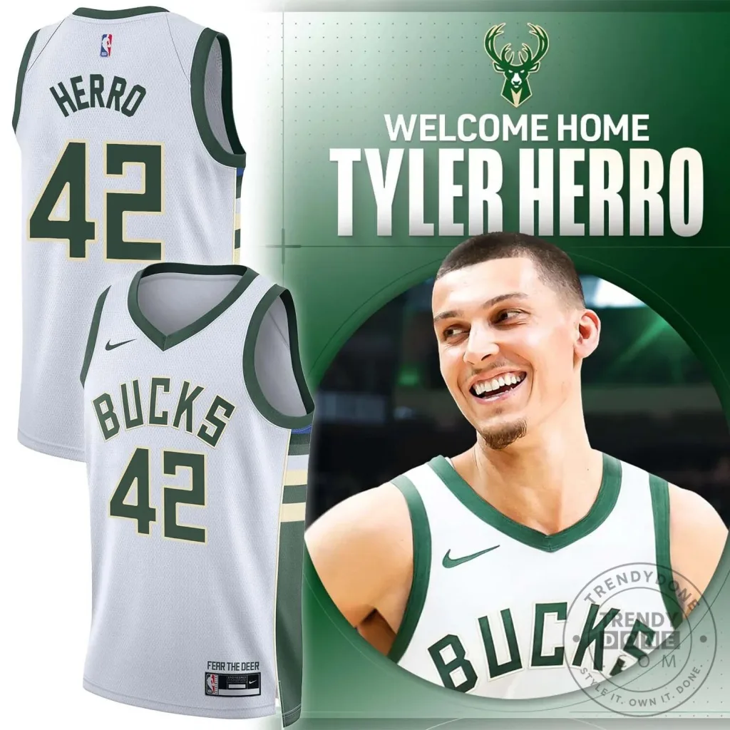 Tyler Herro Milwaukee Bucks White Basketball Fan Jersey Tyler Herro Milwaukee Bucks White Basketball Fan Jersey