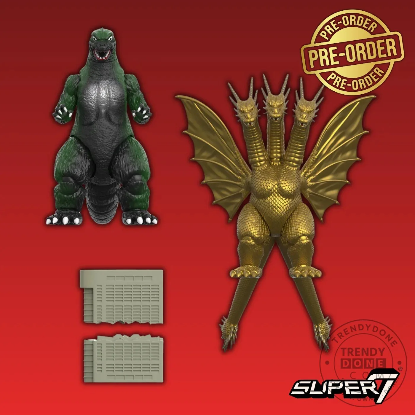 King Ghidorah and Godzilla Vintage Toy Action Figure 2-Pack