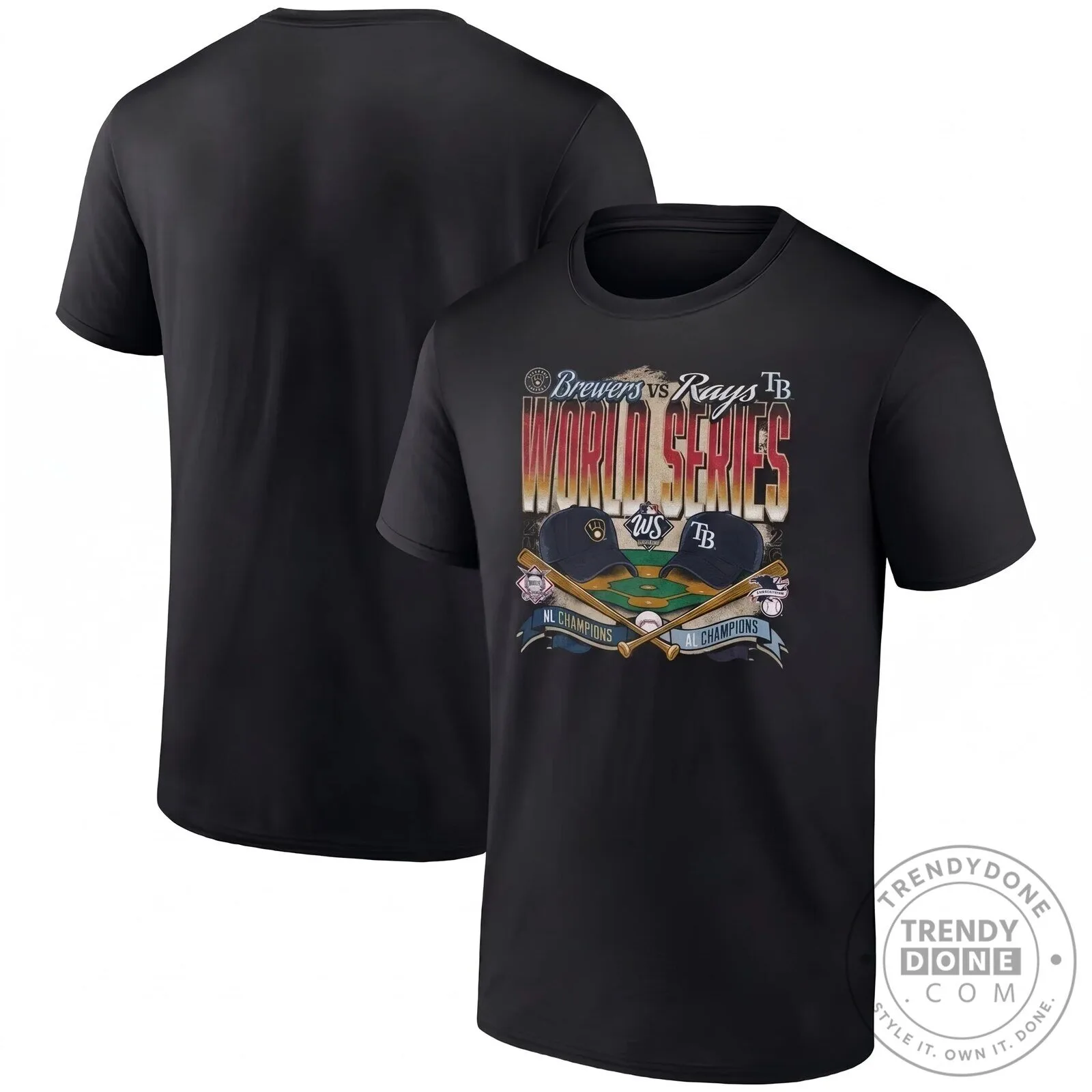 Milwaukee Brewers vs Tampa Bay Rays World Series Matchup Black T-Shirt