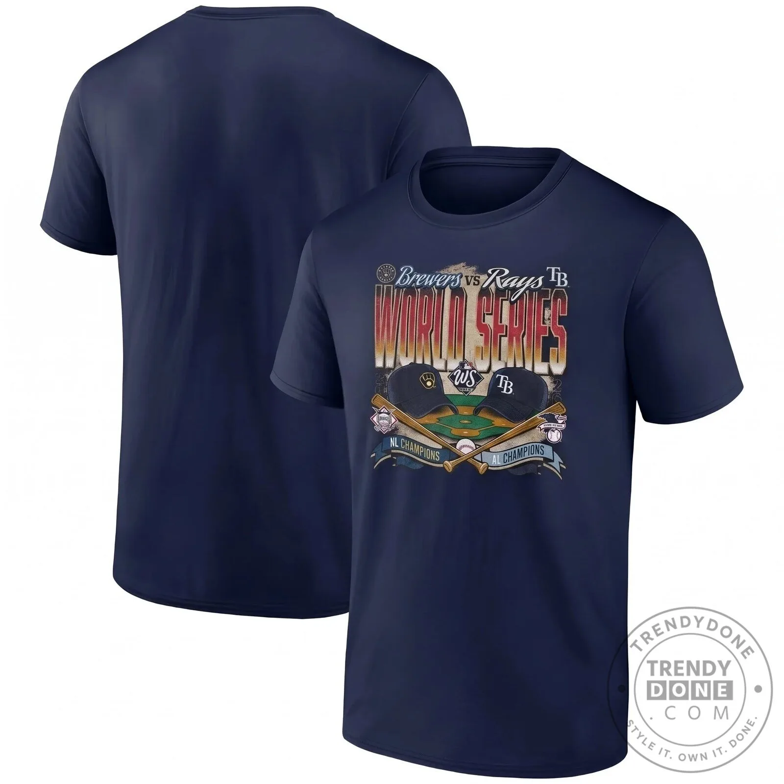 Milwaukee Brewers vs Tampa Bay Rays World Series Matchup Black T-Shirt 13 Milwaukee Brewers vs Tampa Bay Rays World Series Matchup Black T-Shirt