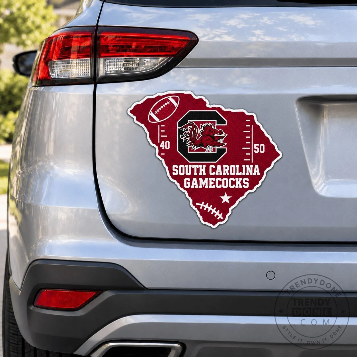 South Carolina Gamecocks Football Team State Outline Car Bumper Sticker