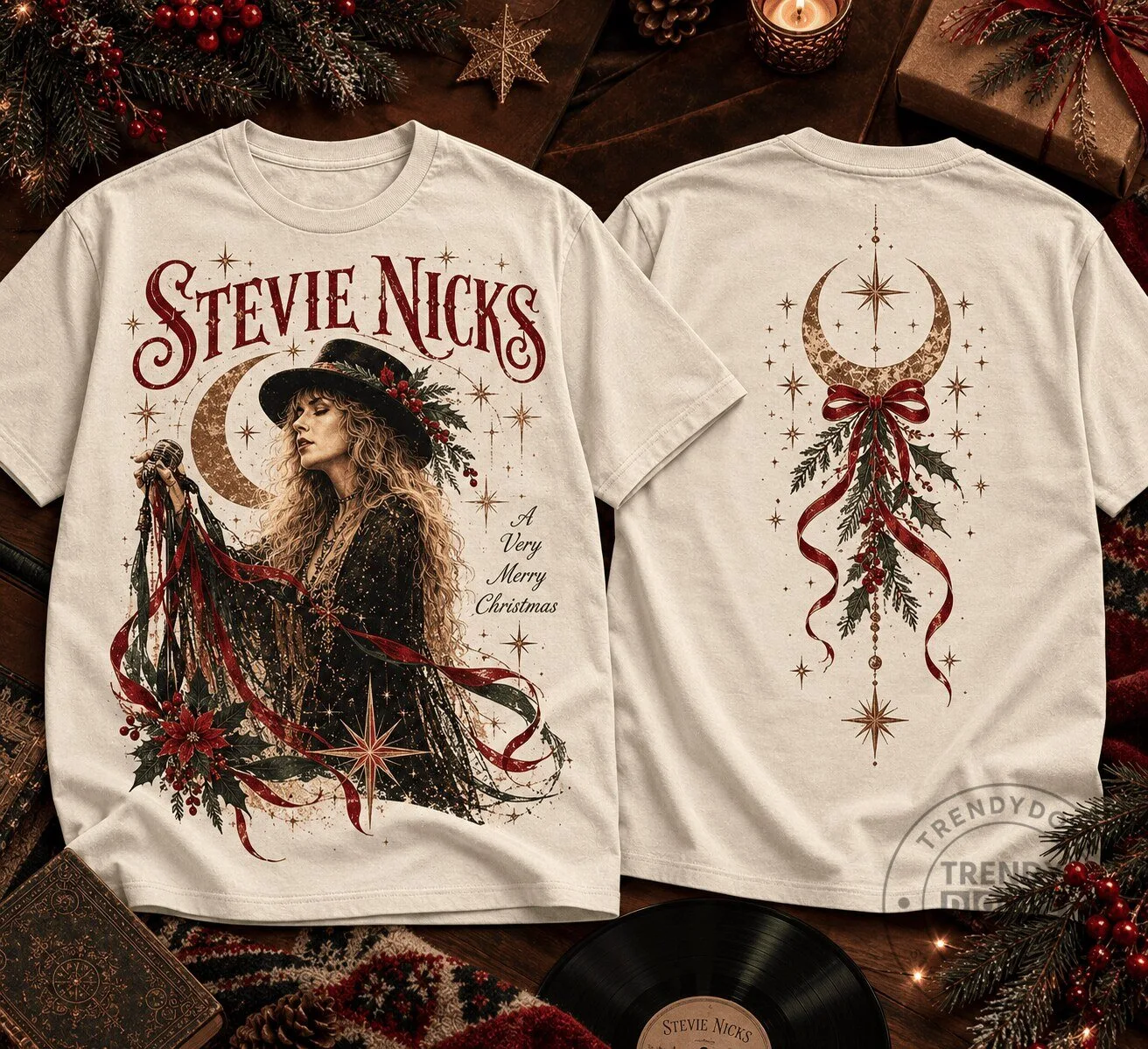 Stevie Nicks A Very Merry Christmas Crescent Moon Holiday T-Shirt 2 Stevie Nicks A Very Merry Christmas Crescent Moon Holiday T-Shirt