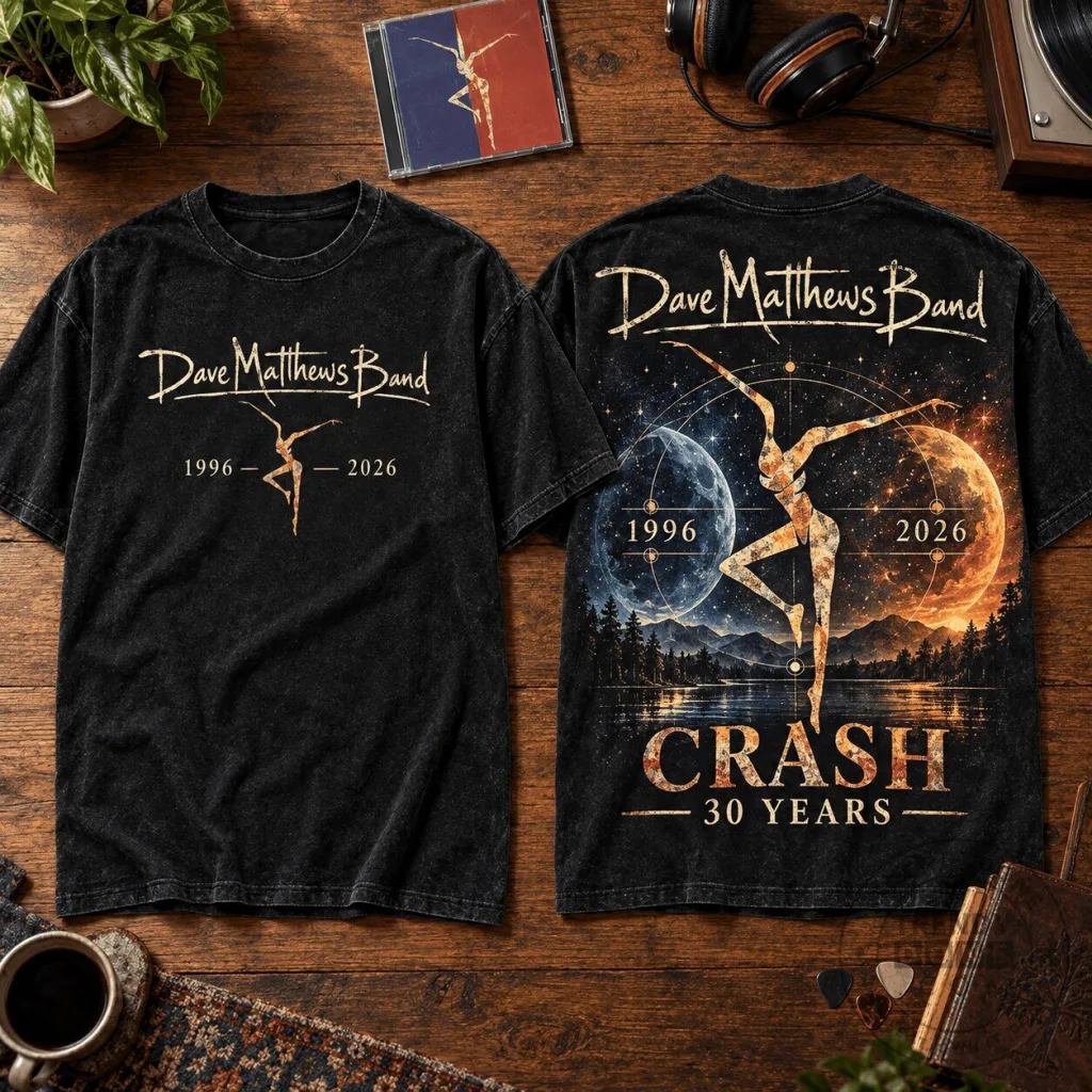 Dave Matthews Band Crash Album 30th Anniversary Tour Black T-Shirt Dave Matthews Band Crash Album 30th Anniversary Tour Black T-Shirt