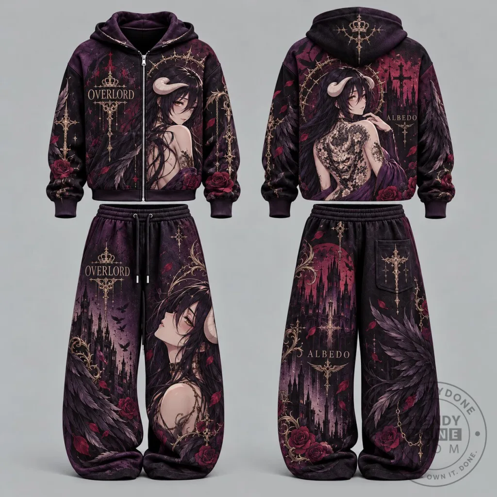 Overlord Albedo Anime Character Dark Fantasy Art Zip-Up Hoodie Sweatshirt Overlord Albedo Anime Character Dark Fantasy Art Zip-Up Hoodie Sweatshirt
