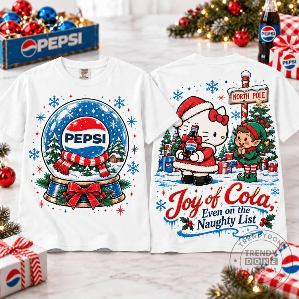 Hello Kitty Pepsi Christmas Snow Globe Holiday T-Shirt Hello Kitty Pepsi Christmas Snow Globe Holiday T-Shirt