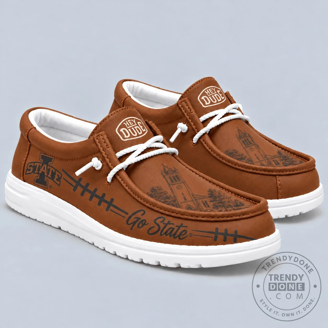 Iowa State Cyclones Brown Leather Look Slip-on Loafers Shoes 2 Iowa State Cyclones Brown Leather Look Slip-on Loafers Shoes