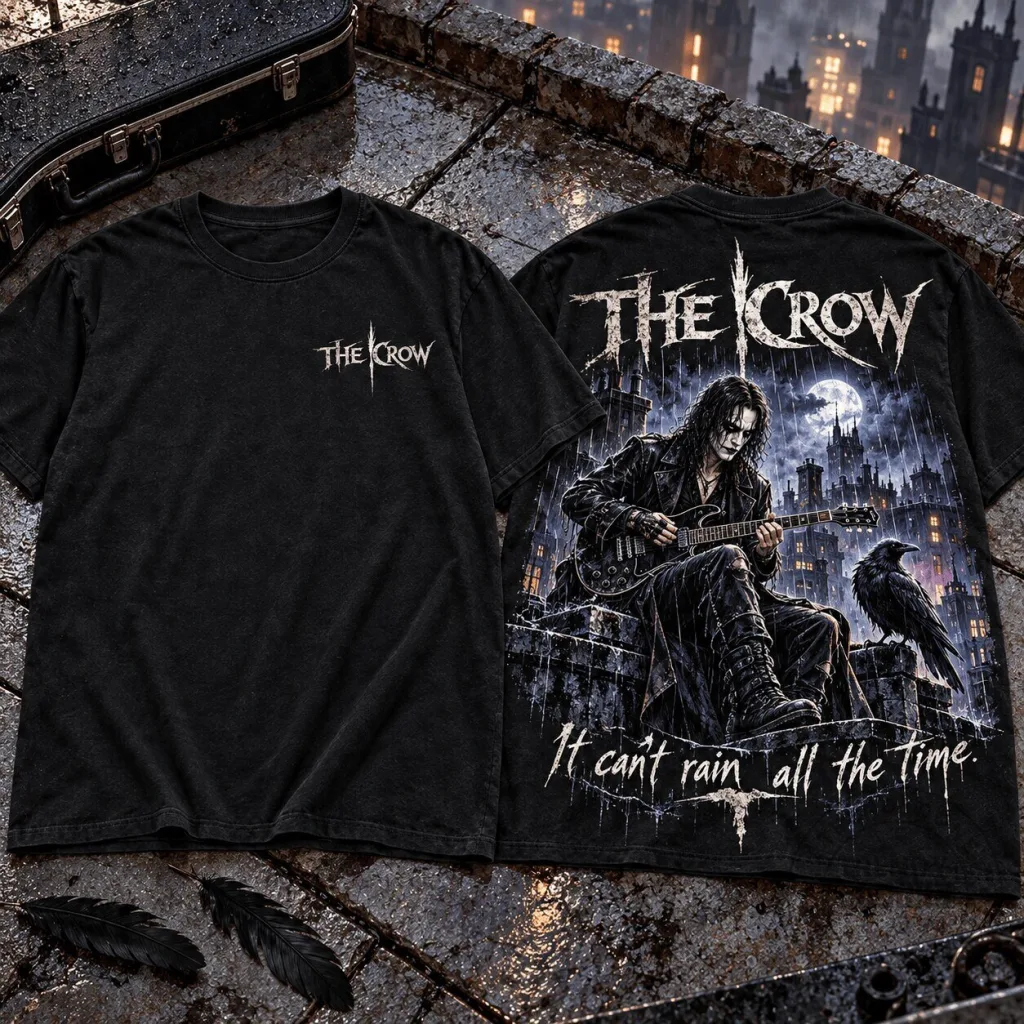 The Crow Eric Draven Moonlit Rooftop Raven Gothic Movie Fan T-Shirt The Crow Eric Draven Moonlit Rooftop Raven Gothic Movie Fan T-Shirt