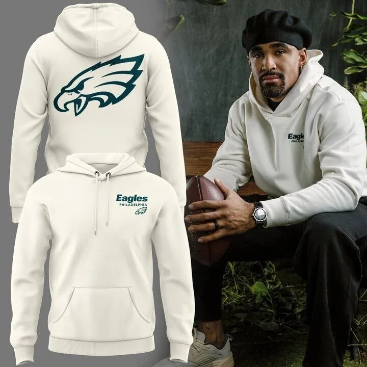 Philadelphia Eagles Football Team Logo Cream Hoodie 2 Philadelphia Eagles Football Team Logo Cream Hoodie
