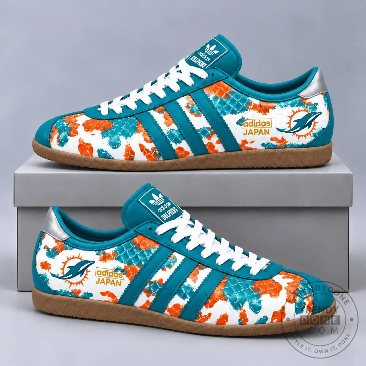 Miami Dolphins NFL Japan Edition Abstract Floral Print Sneakers Shoes