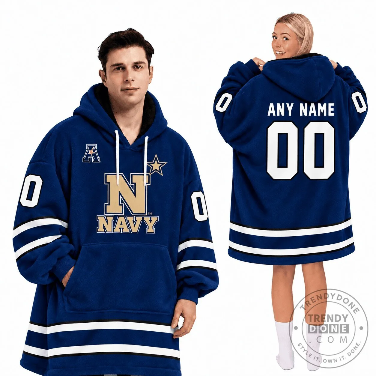 Navy Midshipmen Football Team Oversized Wearable Blanket Hoodie 1 Navy Midshipmen Football Team Oversized Wearable Blanket Hoodie