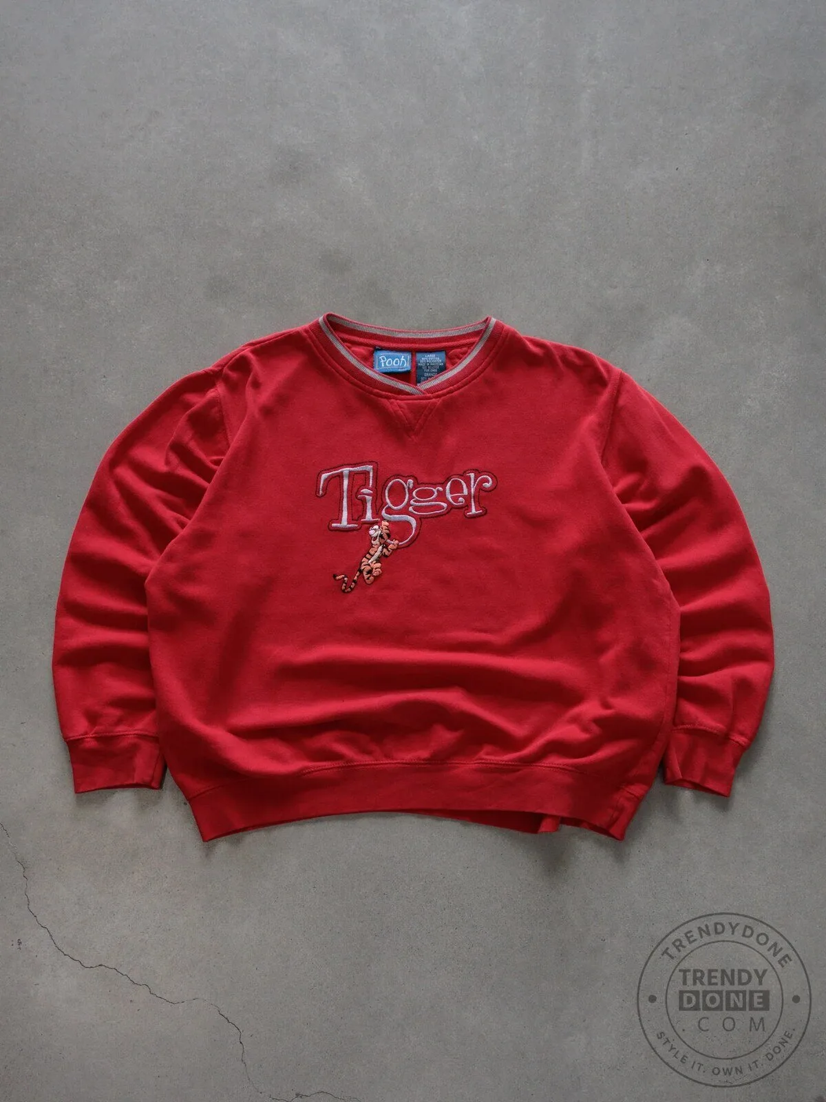 Vintage Winnie the Pooh Tigger Embroidered Red Crewneck Sweatshirt for Women