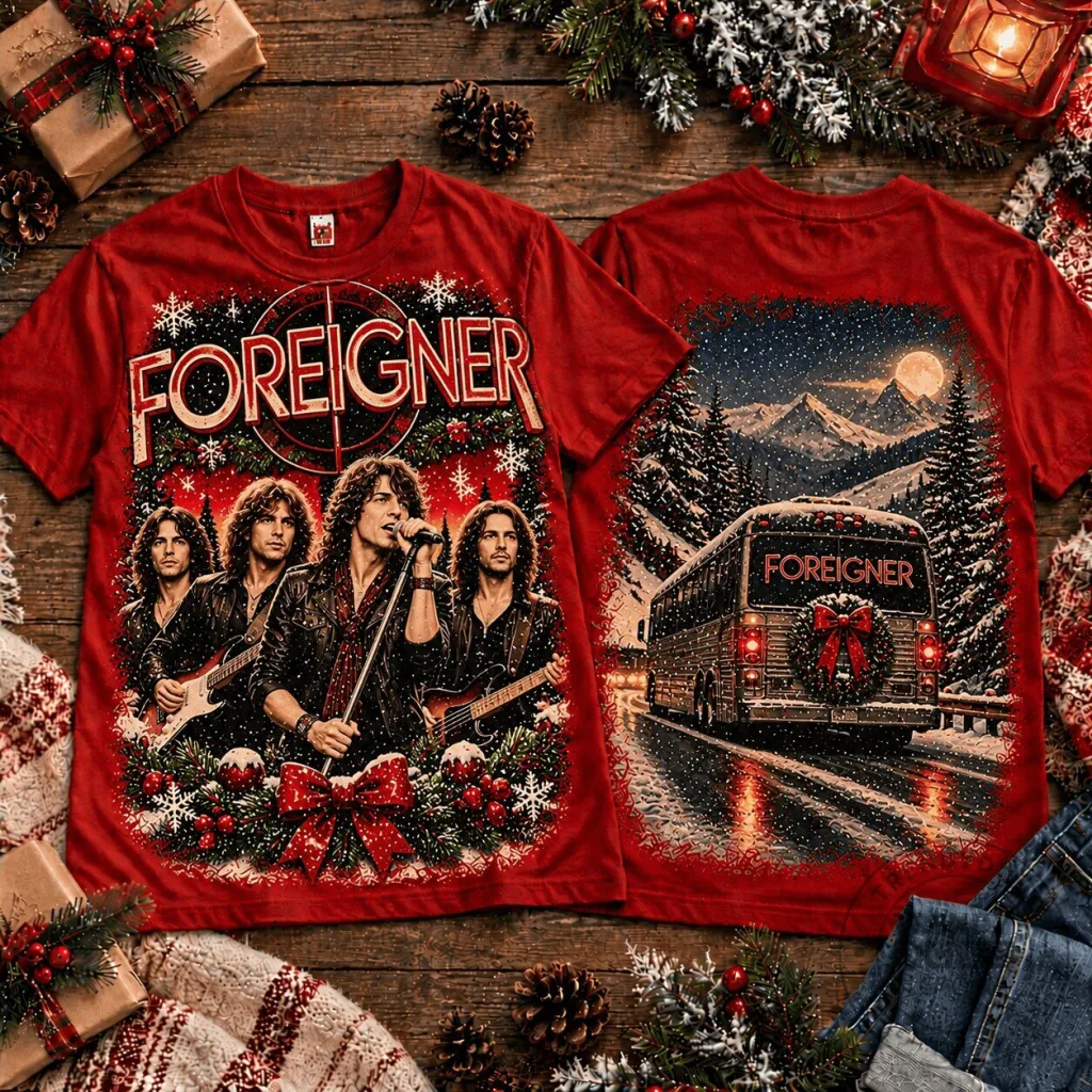 Foreigner Band Christmas Holiday Winter Wonderland Graphic T-Shirt Foreigner Band Christmas Holiday Winter Wonderland Graphic T-Shirt