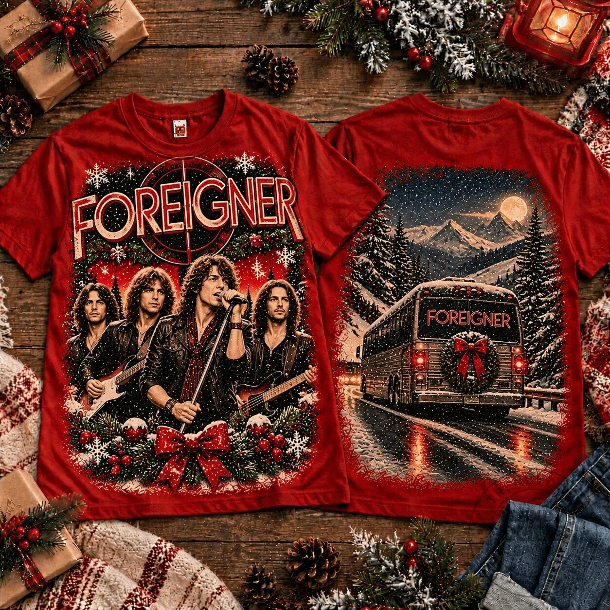 Foreigner Band Christmas Holiday Winter Wonderland Graphic T-Shirt 5 Foreigner Band Christmas Holiday Winter Wonderland Graphic T-Shirt