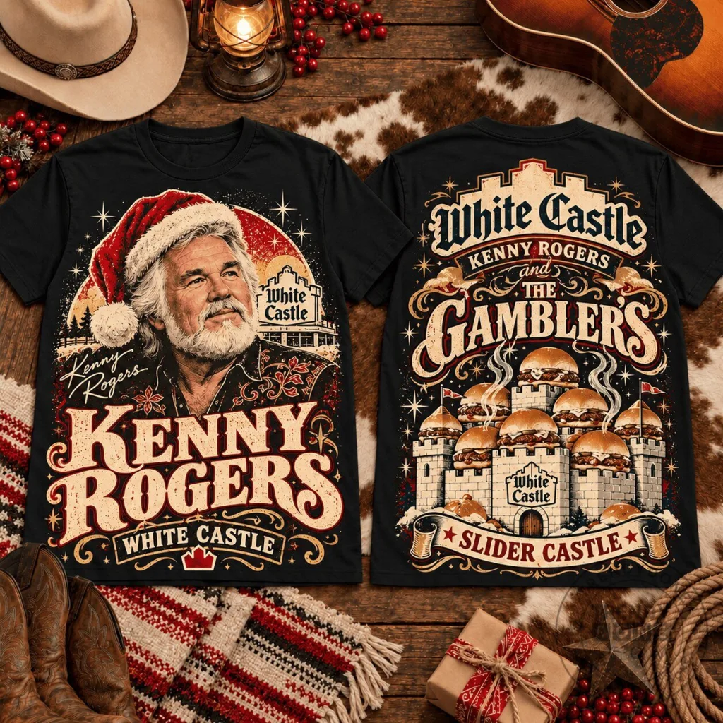 Kenny Rogers The Gambler Christmas White Castle Slider Castle T-Shirt Kenny Rogers The Gambler Christmas White Castle Slider Castle T-Shirt