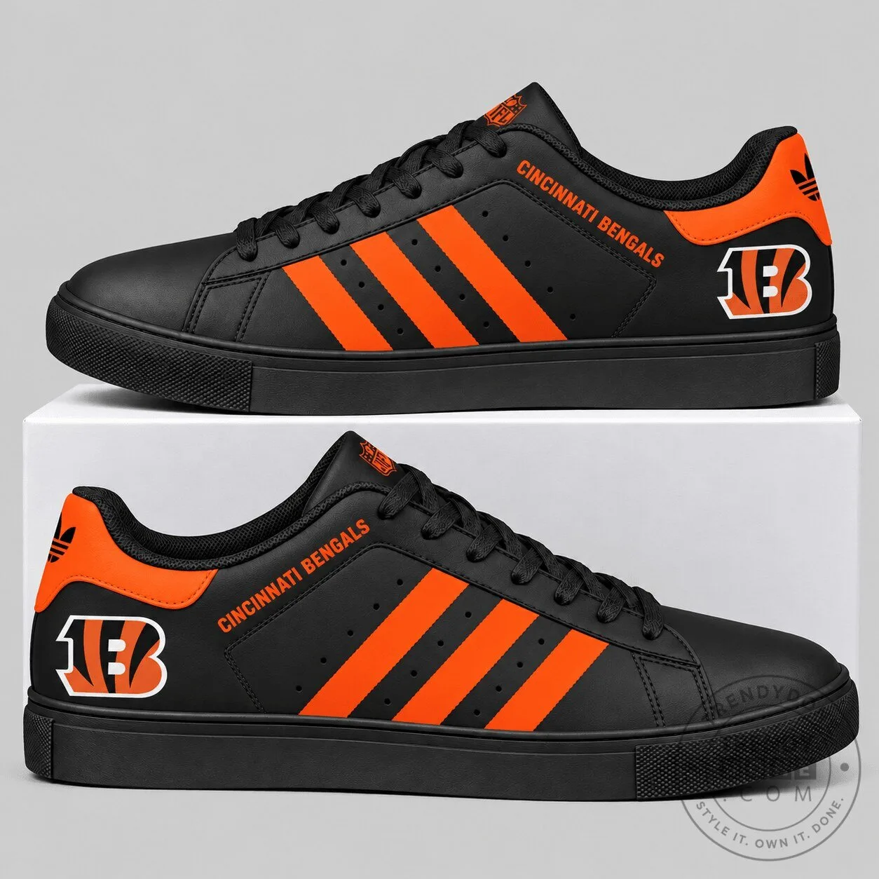 Cincinnati Bengals NFL Triple Stripe Low Top Sneakers Shoes