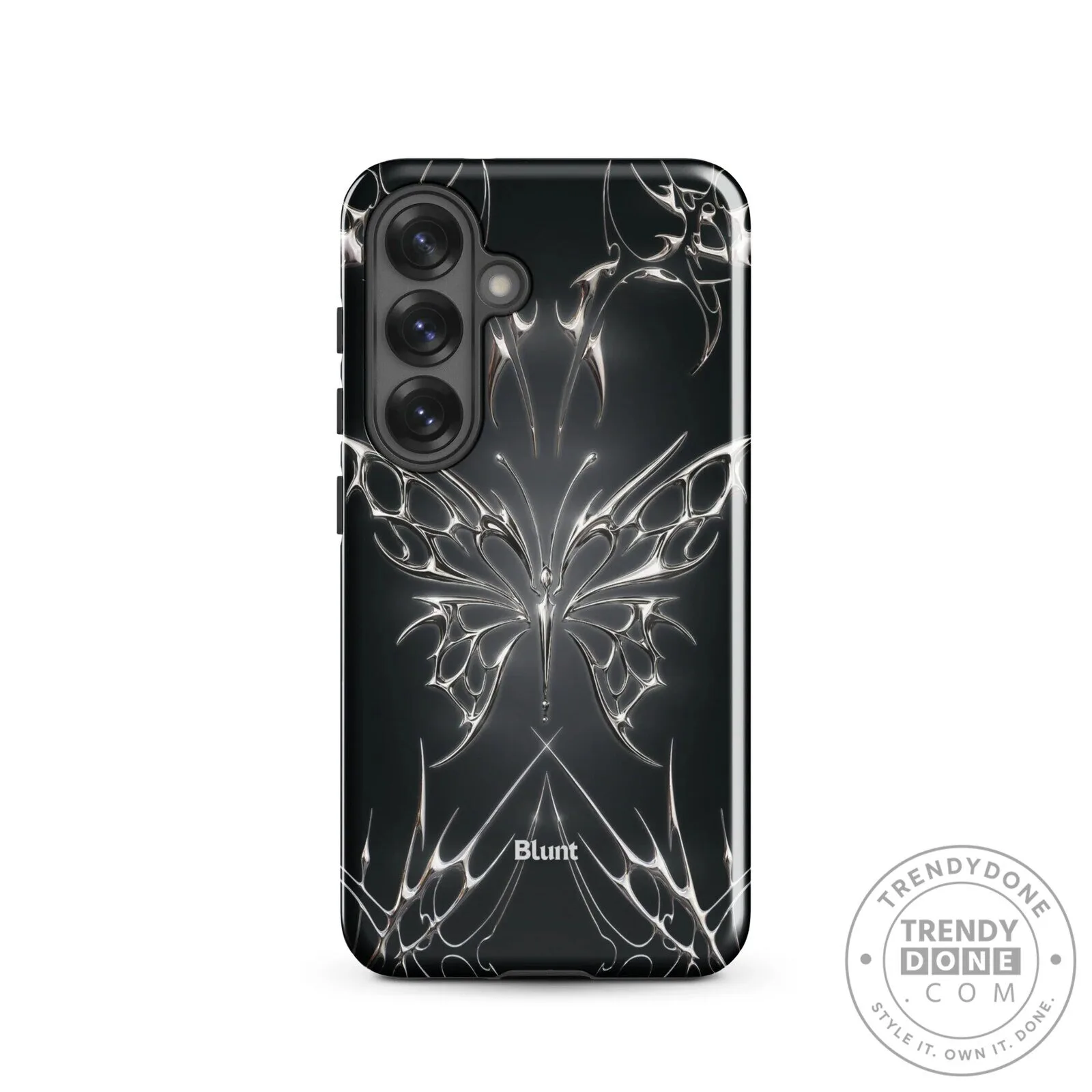 Metallic Silver Butterfly Design Samsung Galaxy Phone Case
