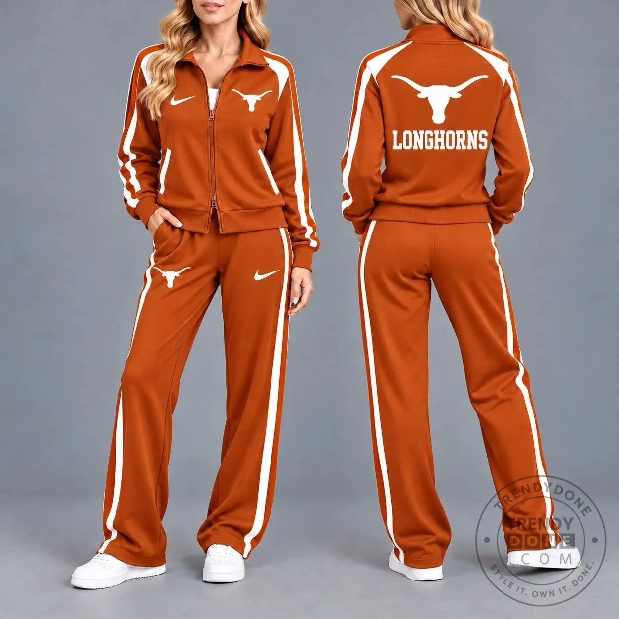 Texas Longhorns NCAA Athletic Full Zip Tracksuit Set with Pants