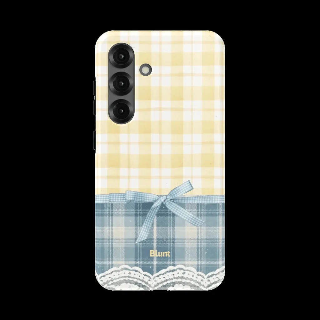 Yellow and Blue Plaid Pattern with Lace and Bow Samsung Galaxy Phone Case Yellow and Blue Plaid Pattern with Lace and Bow Samsung Galaxy Phone Case