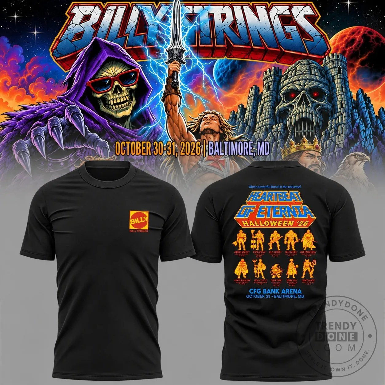 Baltimore Concert T-Shirt for Billy Strings: Heartbeat of Eternia Halloween 2026